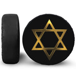 Golden Star of David Print Leather Spare Tire Cover