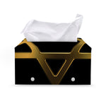 Golden Star of David Print Leather Tissue Box Cover