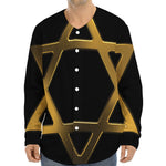 Golden Star of David Print Long Sleeve Baseball Jersey