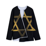 Golden Star of David Print Long Sleeve Short Coat