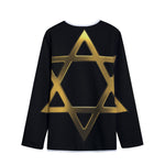 Golden Star of David Print Long Sleeve Short Coat