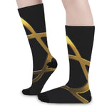 Golden Star of David Print Long Socks