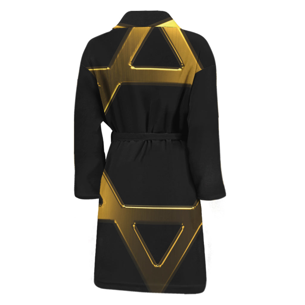 Golden Star of David Print Men's Bathrobe