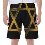 Golden Star of David Print Men's Beach Shorts