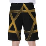 Golden Star of David Print Men's Beach Shorts