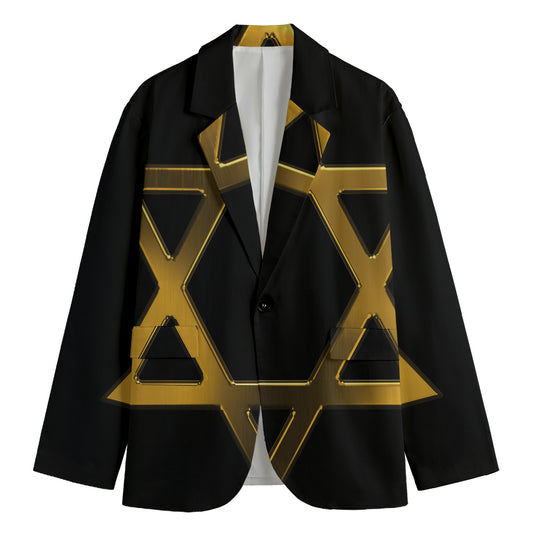Golden Star of David Print Men's Blazer