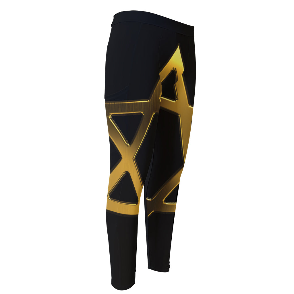 Golden Star of David Print Men's Compression Pants