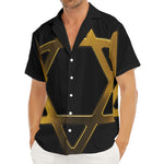 Golden Star of David Print Men's Deep V-Neck Shirt