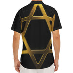 Golden Star of David Print Men's Deep V-Neck Shirt