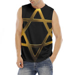 Golden Star of David Print Men's Fitness Tank Top