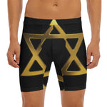 Golden Star of David Print Men's Long Boxer Briefs