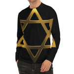Golden Star of David Print Men's Long Sleeve Rash Guard