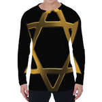 Golden Star of David Print Men's Long Sleeve T-Shirt