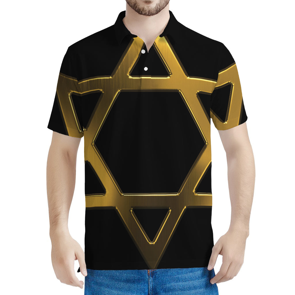 Golden Star of David Print Men's Polo Shirt