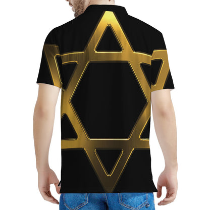 Golden Star of David Print Men's Polo Shirt