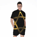 Golden Star of David Print Men's Romper