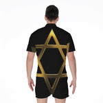 Golden Star of David Print Men's Rompers