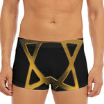 Golden Star of David Print Men's Short Boxer Briefs