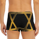 Golden Star of David Print Men's Short Boxer Briefs