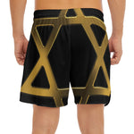 Golden Star of David Print Men's Split Running Shorts
