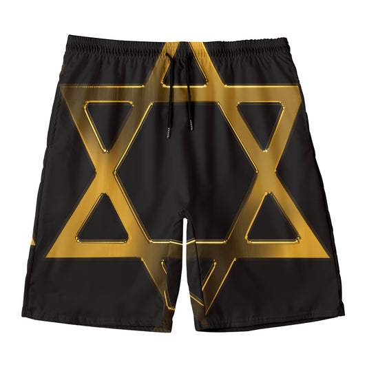 Golden Star of David Print Men's Swim Trunks