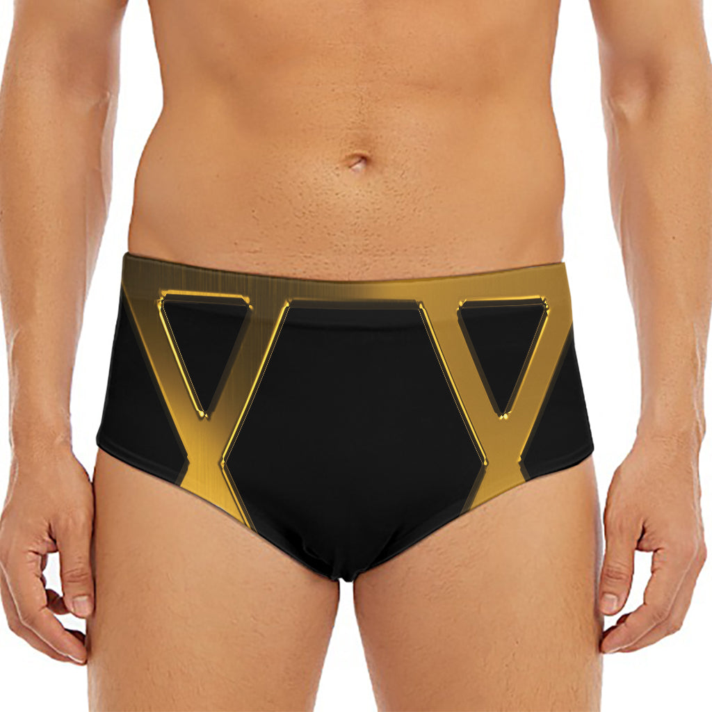 Golden Star of David Print Men's Triangle Swim Briefs
