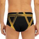 Golden Star of David Print Men's Triangle Swim Briefs