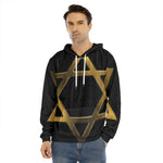 Golden Star of David Print Men's Velvet Pullover Hoodie