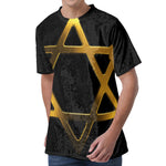 Golden Star of David Print Men's Velvet T-Shirt