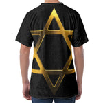 Golden Star of David Print Men's Velvet T-Shirt