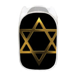 Golden Star of David Print Mesh Laundry Hamper