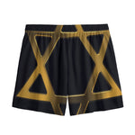 Golden Star of David Print Mesh Shorts