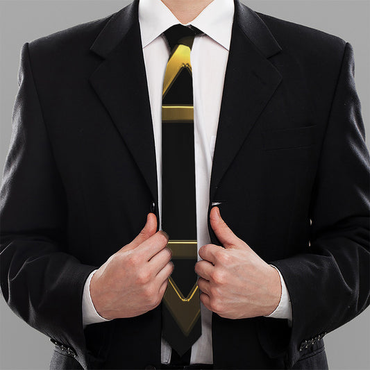 Golden Star of David Print Necktie