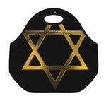 Golden Star of David Print Neoprene Lunch Bag