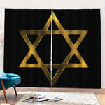 Golden Star of David Print Pencil Pleat Curtains
