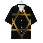 Golden Star of David Print Rayon Hawaiian Shirt