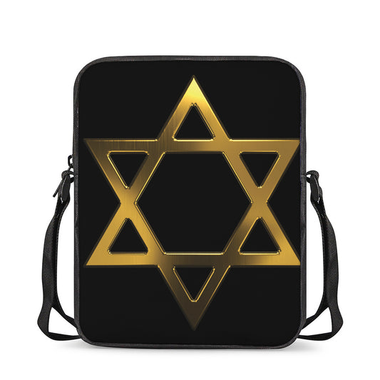 Golden Star of David Print Rectangular Crossbody Bag