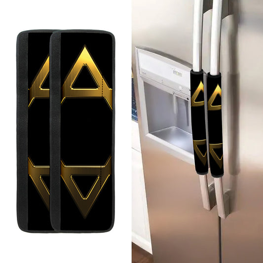 Golden Star of David Print Refrigerator Handle Covers