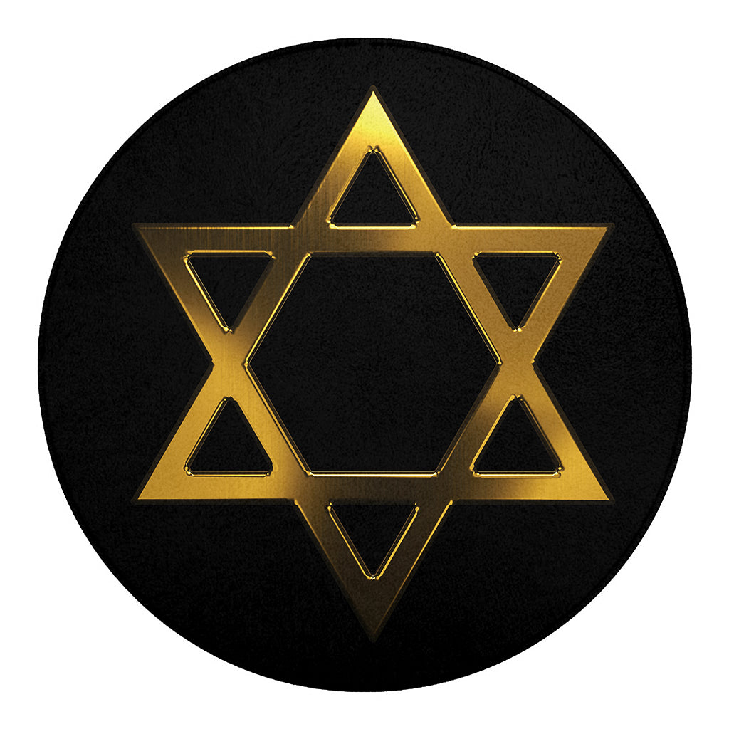 Golden Star of David Print Round Blanket