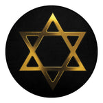 Golden Star of David Print Round Blanket