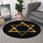 Golden Star of David Print Round Rug