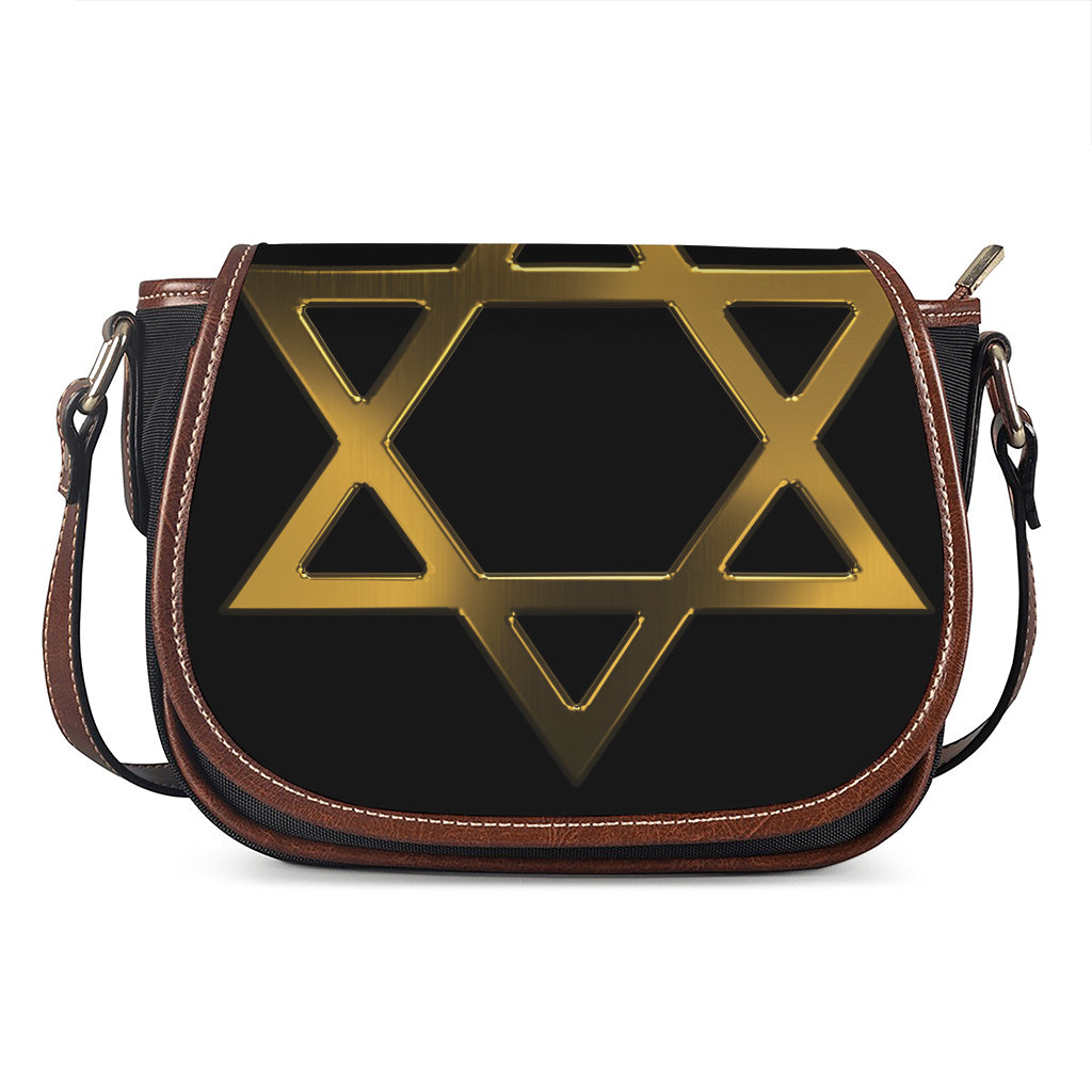 Golden Star of David Print Saddle Bag