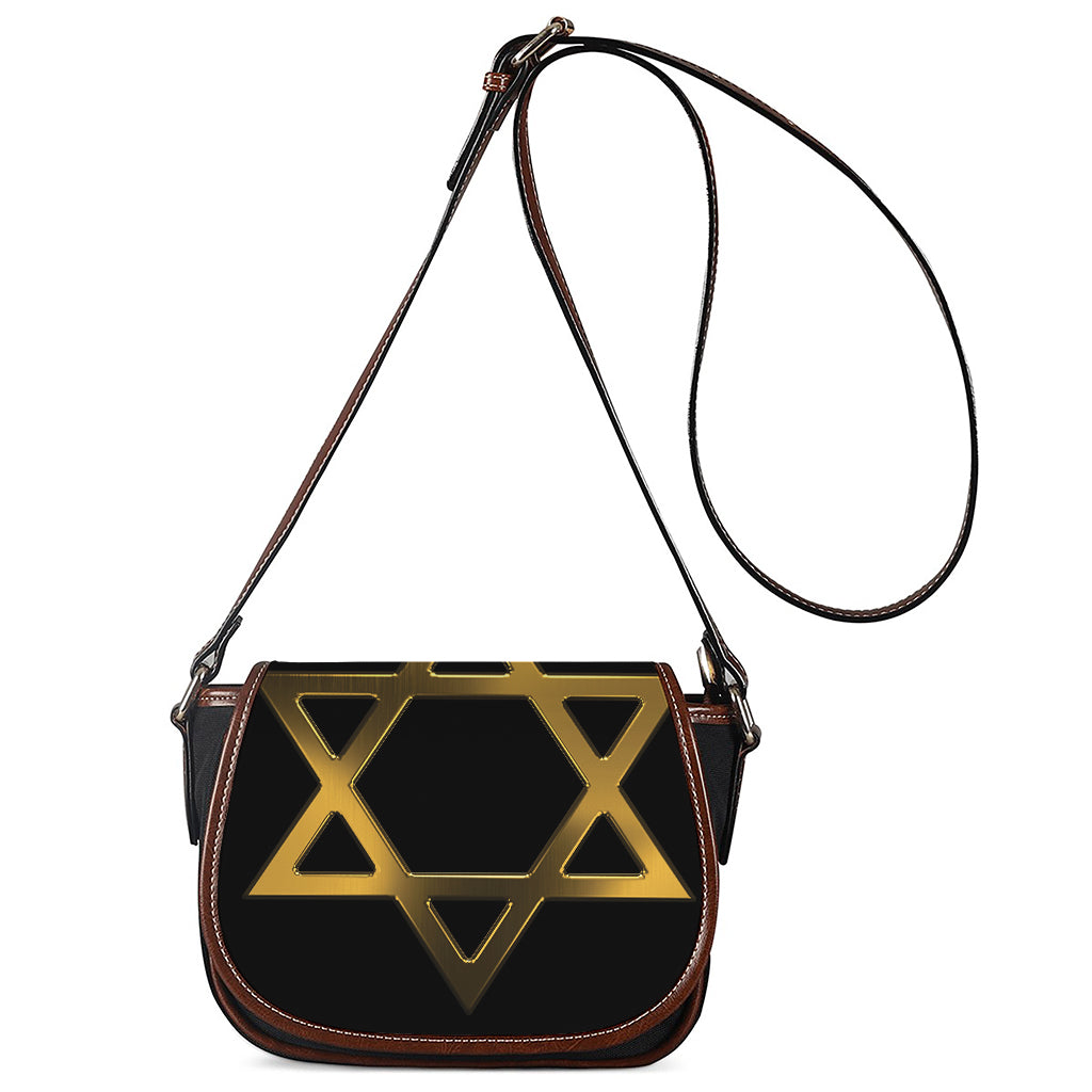Golden Star of David Print Saddle Bag