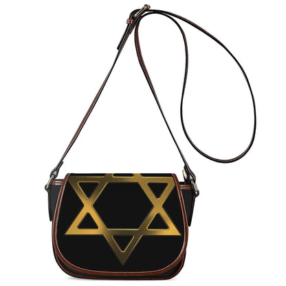 Golden Star of David Print Saddle Bag