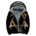 Golden Star of David Print Sherpa Lined Zip Up Hoodie