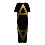 Golden Star of David Print Short Sleeve Long Nightdress