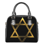 Golden Star of David Print Shoulder Handbag