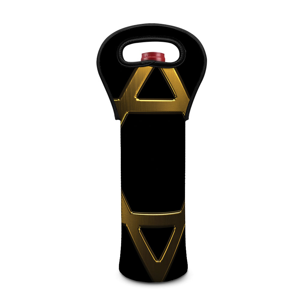 Golden Star of David Print Single Neoprene Wine Tote