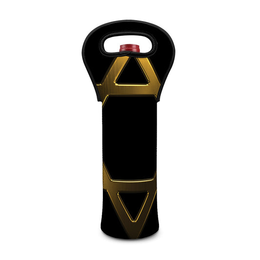 Golden Star of David Print Single Neoprene Wine Tote