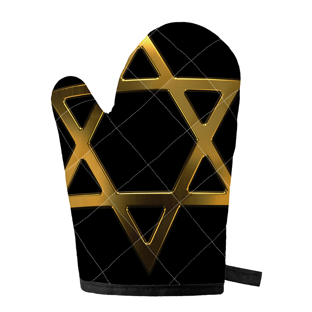 Golden Star of David Print Single Oven Mitt